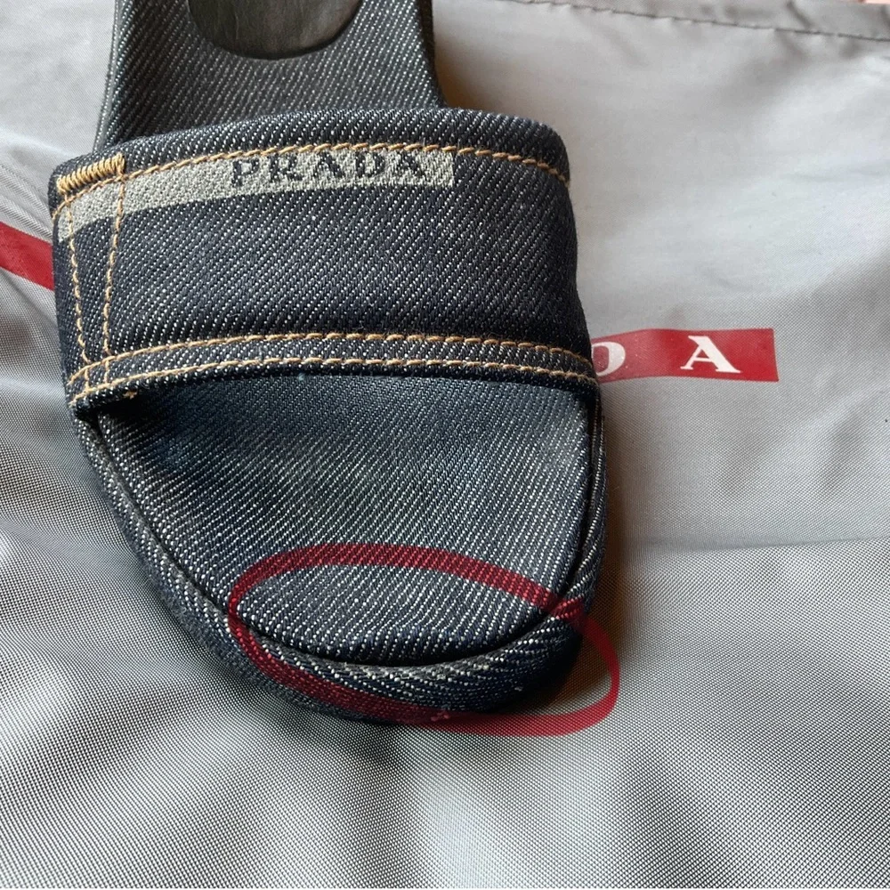 Prada Denim Wedge Slides, Size 36.5 - Picture 9 of 10